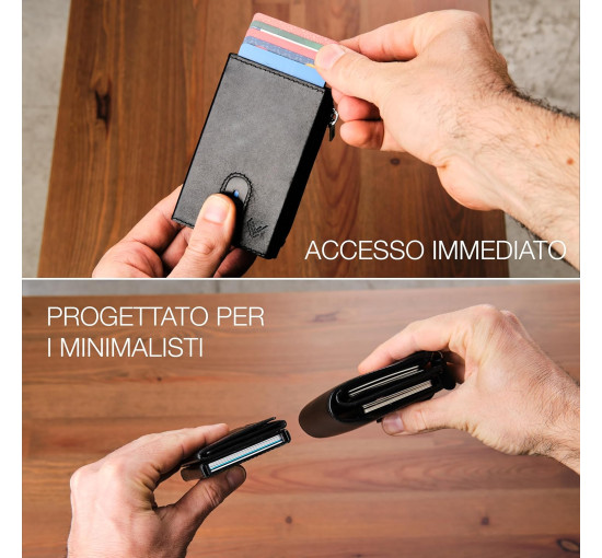 Чоловічий тонкий шкіряний гаманець Lavalen 3784 з розсувним механізмом, чорний (4071)