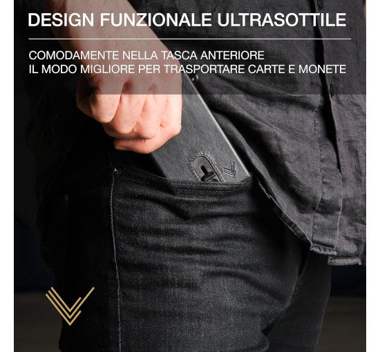 Чоловічий тонкий шкіряний гаманець Lavalen 3784 з розсувним механізмом, чорний (4071)