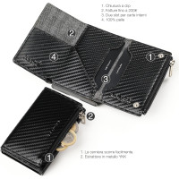 Мужской тонкий кожаный кошелек Lavalen MC-3784 с раздвижным механизмом, карбон (4072)