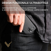 Мужской тонкий кожаный кошелек Lavalen MC-3784 с раздвижным механизмом, карбон (4072)