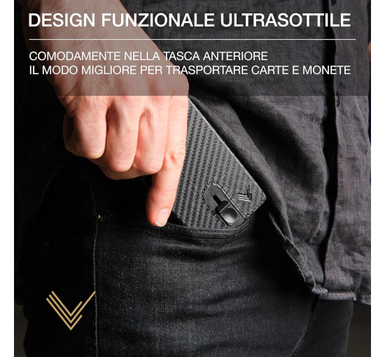 Чоловічий тонкий шкіряний гаманець Lavalen MC-3784 з розсувним механізмом, карбон (4072)