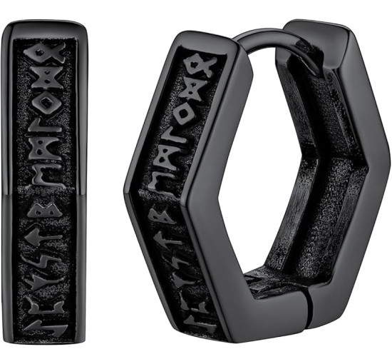 FaithHeart Сережки-кільця TE12901-FHX-U, з рунами вікінгів для чоловіків, гіпоалергенні, з нержавіючої сталі (5177)