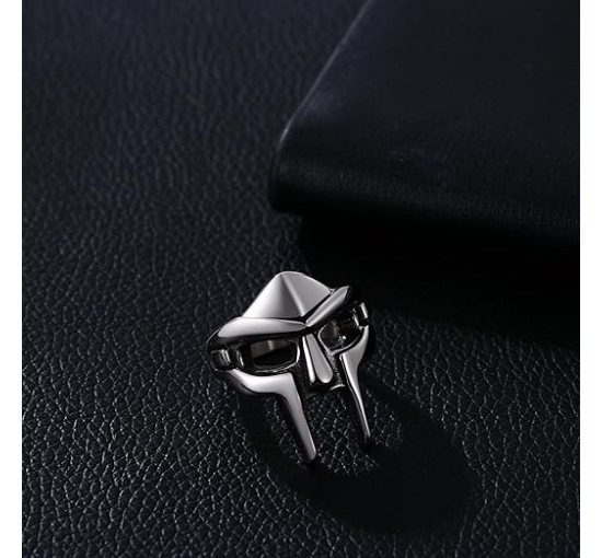 Flongo Чоловічі класичні кільця зі спартанською маскою, срібне (5033)