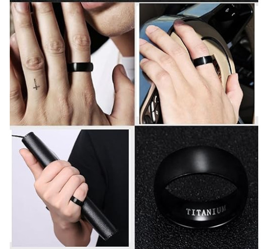 Flongo Чоловіча обручка  Fongo FLG38P00149 з титановим покриттям, чорний (5031)