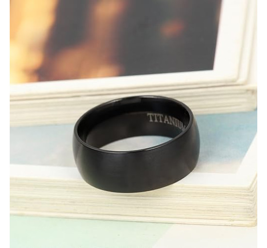 Flongo Чоловіча обручка  Fongo FLG38P00149 з титановим покриттям, чорний (5031)