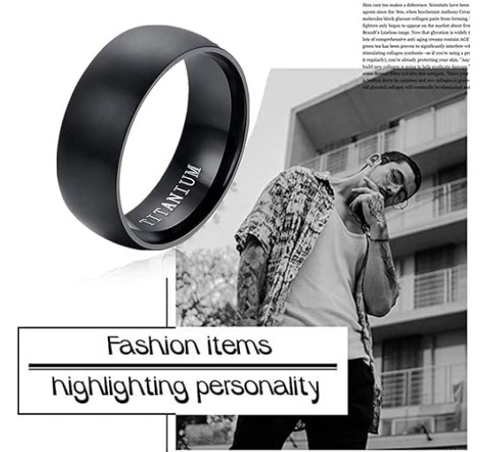 Flongo Чоловіча обручка  Fongo FLG38P00149 з титановим покриттям, чорний (5031)