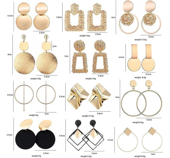 Generic 12/15 пар сережок-підвісок для жінок і дівчаток, золотий (5171)