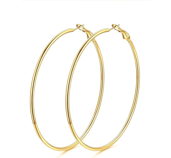 GOLDCHIC Великі круглі сережки-кільця для жінок, нержавіюча сталь, золотий (5180)