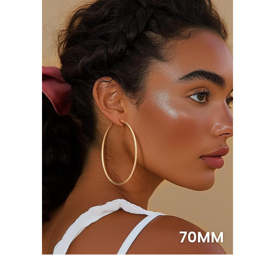 GOLDCHIC Великі круглі сережки-кільця для жінок, нержавіюча сталь, золотий (5180)