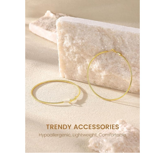 GOLDCHIC Великі круглі сережки-кільця для жінок, нержавіюча сталь, золотий (5180)