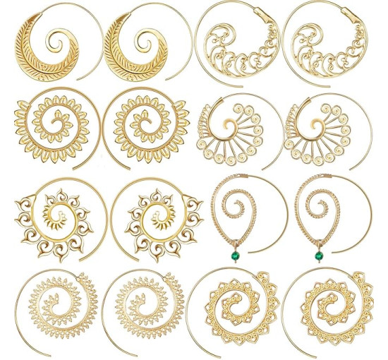 Hicarer 8 пар богемних вінтажних сережок з кілцями Hicarer-hook-Y, золотий (5174)