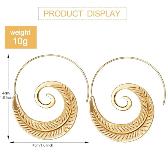 Hicarer 8 пар богемних вінтажних сережок з кілцями Hicarer-hook-Y, золотий (5174)