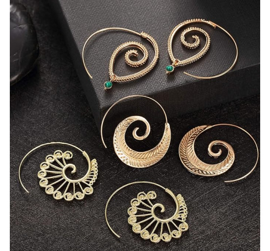 Hicarer 8 пар богемних вінтажних сережок з кілцями Hicarer-hook-Y, золотий (5174)