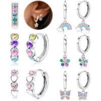 JeweBella 6 пар серебряных серьг-колец JWBE-XZQ-EH27, для женщин, хирургическая сталь, гипоаллергенный набор (5182)
