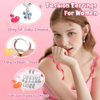 JeweBella 6 пар срібних сережок-кілець JWBE-XZQ-EH27, для жінок, хірургічна сталь, гіпоалергенний набір (5182)