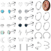 JeweBella 9 пар серебряных серьг JWBE-LYF-EH61 для женщин и девочек гипоаллергенные (5185)