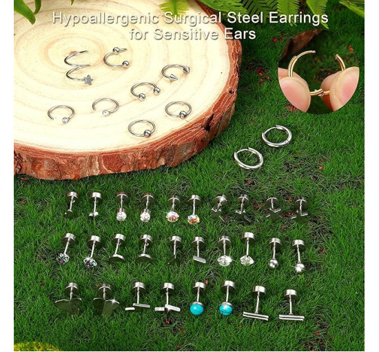 JeweBella 9 пар срібних сережок JWBE-LYF-EH61 для жінок і дівчаток гіпоалергенні (5185)