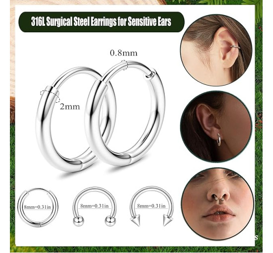 JeweBella 9 пар срібних сережок JWBE-LYF-EH61 для жінок і дівчаток гіпоалергенні (5185)