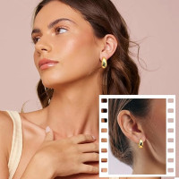 JeweBella Набір золотих сережок-кілець JWBE-YZ-ER99-GoldHoop для жінок і дівчаток, 9 пар (5181)