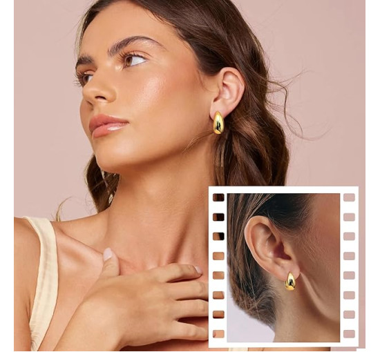 JeweBella Набір золотих сережок-кілець JWBE-YZ-ER99-GoldHoop для жінок і дівчаток, 9 пар (5181)