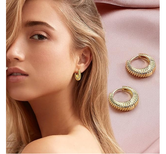 JeweBella Набір золотих сережок-кілець JWBE-YZ-ER99-GoldHoop для жінок і дівчаток, 9 пар (5181)