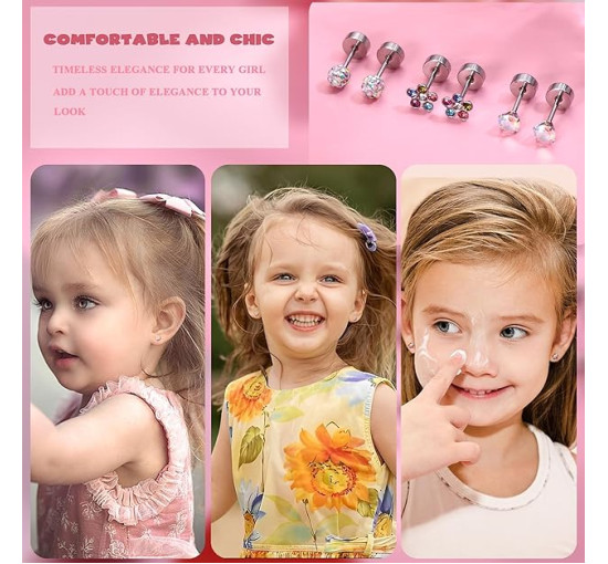 JeweBella Сережки-гвоздики JWBE-LYF-EH67 з хірургічної сталі, 24 пари для жінок і дівчаток - гіпоалергенні (5184)