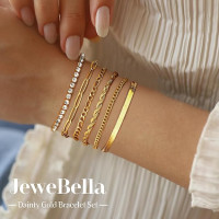 JeweBella золотий жіночий набір браслетів JWBE-YZ-BC26-Gold-A з нержавіючої сталі з позолотою 14 карат (5176)