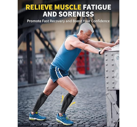 Компресійні бандажі CAMBIVO 2 пари для чоловіків та жінок, чорний (3005)