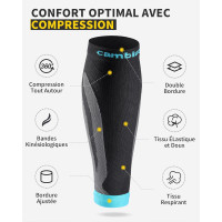 Компресійні бандажі CAMBIVO L/XL  для чоловіків та жінок, сірі з голубим (3014)