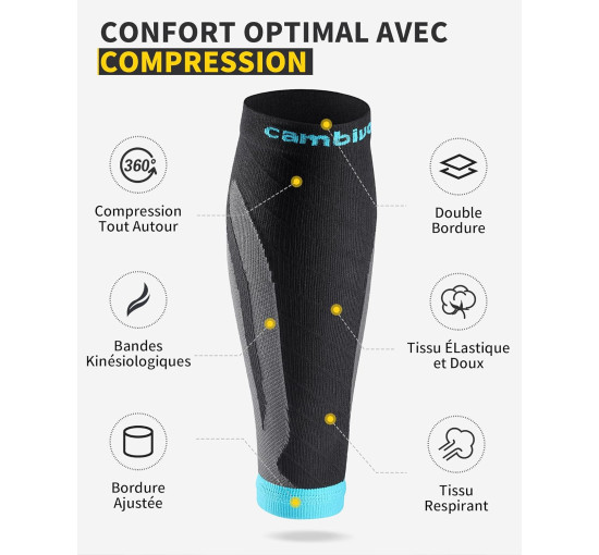 Компресійні бандажі CAMBIVO L/XL  для чоловіків та жінок, сірі з голубим (3014)