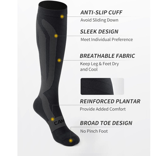 Компресійні шкарпетки CAMBIVO CS11 L/XL для жінок та чоловіків, чорнильні (3009)