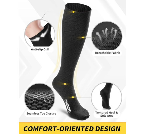 Компресійні шкарпетки CAMBIVO CS60 для чоловіків та жінок, чорні (3001)