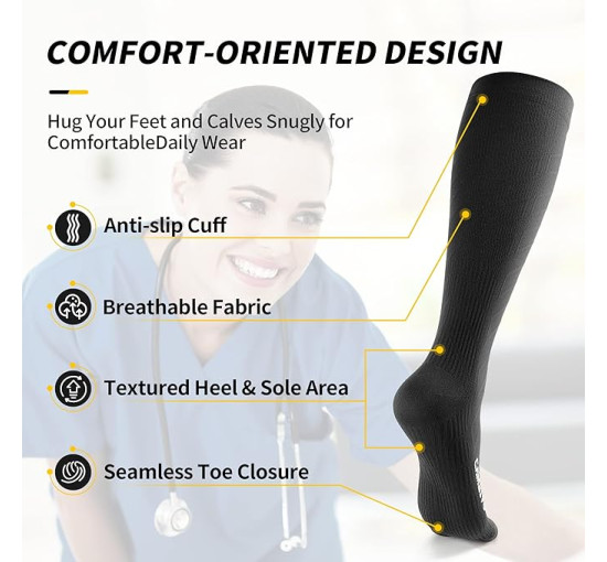 Компресійні шкарпетки CAMBIVO CS60 для чоловіків та жінок, чорні (3001)