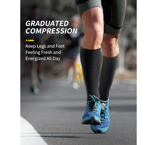 Компресійні шкарпетки CAMBIVO CS70 для жінок та чоловіків шкарпетки з градуйованою посадкою, чорні (3011)