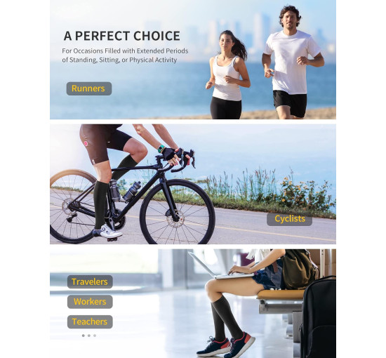 Компресійні шкарпетки CAMBIVO CS70 для жінок та чоловіків шкарпетки з градуйованою посадкою, чорні (3011)