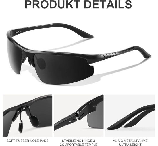 Спортивные поляризованные очки Kunchu  Al-Mg с металлической оправой (5157)