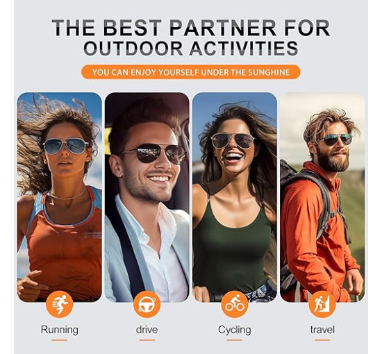 Kunchu Сонячні окуляри, поляризовані, унісекс, UV400 захист, класичні, чорно-сірий (5163)