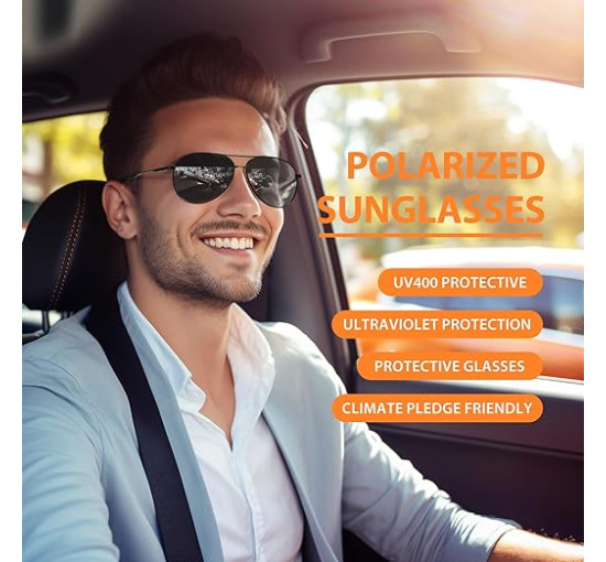 Kunchu Сонячні окуляри, поляризовані, унісекс, UV400 захист, класичні, сріблясто-сірий (5158)