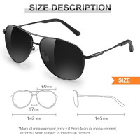 Kunchu Сонячні окуляри, поляризовані, унісекс, UV400 захист, класичні, сріблясто-сірий (5158)