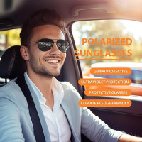 Kunchu Сонячні окуляри, поляризовані, унісекс, UV400 захист, класичні, сріблясто-сині (5159)