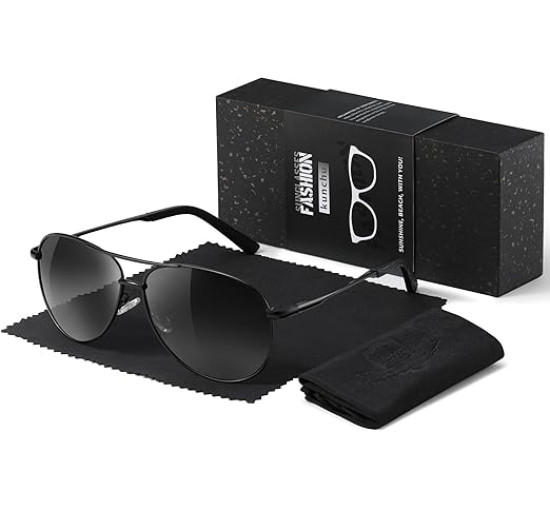 Kunchu Сонячні окуляри, поляризовані, унісекс, UV400 захист, класичні, трояндовий чай (5161)