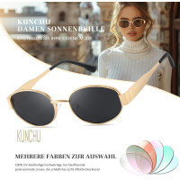 Kunchu Сонячні окуляри, поляризовані, вінтаж UV400 класичний, чорна рамка (5156)