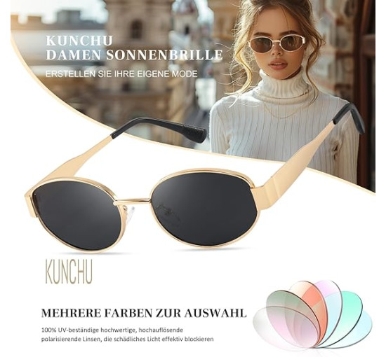 Kunchu Сонячні окуляри, поляризовані, вінтаж UV400 класичний, Z3-синій (5164)