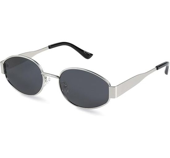 Livho Сонячні окуляри Retro Polarized, захист UV400, овальна форма, металева оправа (5165)