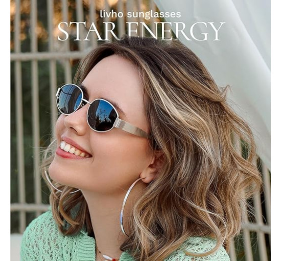 Livho Сонячні окуляри Retro Polarized, захист UV400, овальна форма, металева оправа (5165)