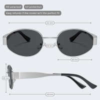 Livho Сонячні окуляри Retro Polarized, захист UV400, овальна форма, металева оправа (5165)