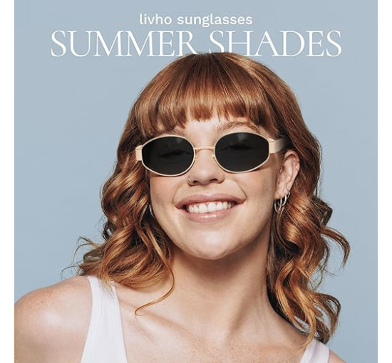 Livho Сонячні окуляри Retro Polarized, захист UV400, овальна форма, металева оправа (5165)