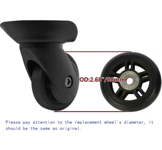 LOTOWELZON пара чорних змінних коліc для багажу, діаметр 90 x ширина 24 мм/3,54 мм (5070)