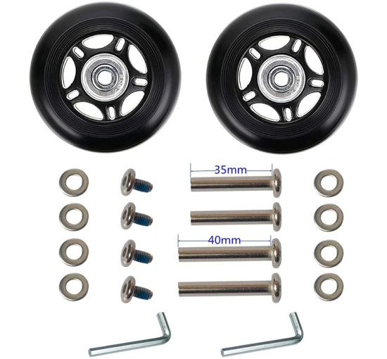 LOTOWELZON пара чорних змінних коліс для валіз ATXDE230, 75x24 мм/2,95x0,94 дюйма (5072)