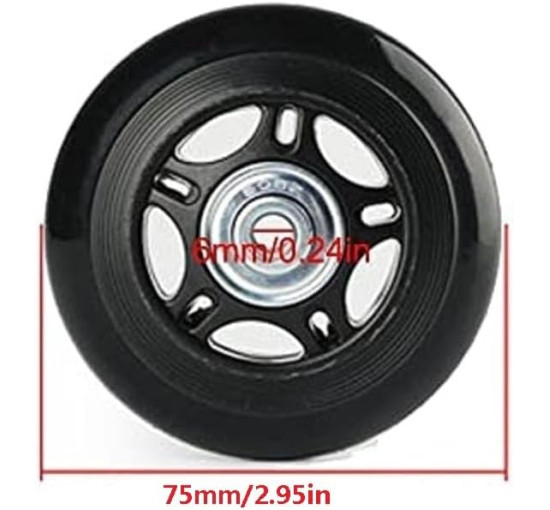 LOTOWELZON пара чорних змінних коліс для валіз ATXDE230, 75x24 мм/2,95x0,94 дюйма (5072)